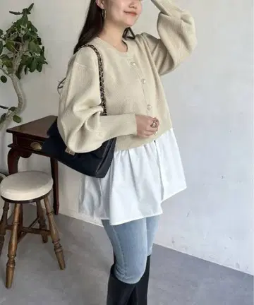 프로즈 베일 2way 펄 버튼 페플럼 가디건 즉시 구매 가능