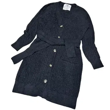 새상품급 젤라또피케 콜라보 롱 가디건 원피스 네이비 실크 혼방