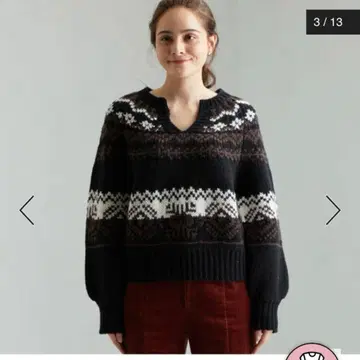 그린 라벨 릴랙싱 노르딕 페어아일 패턴 니트 자카드