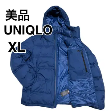 유니클로 심리스 다운 후드티 400511 XL 파랑