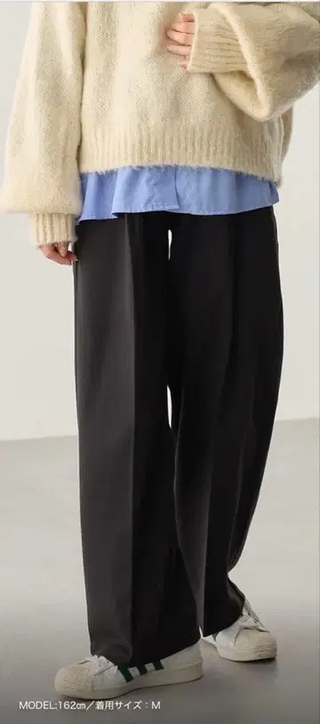 새상품 Rosemadame 니트 트윌 기모 세미 와이드 팬츠