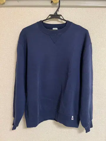 USA 러셀 90s 무지 맨투맨 네이비