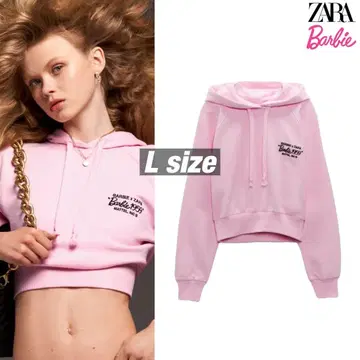 [ 완판템 ] Barbie ZARA 크롭 후디 후드티 핑크