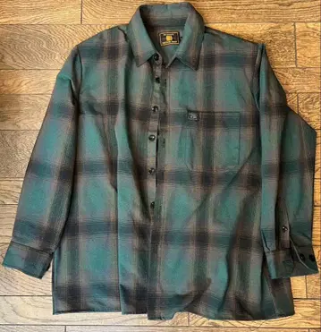 FB COUNTY 체크 셔츠 플란넬 셔츠 녹색 그린