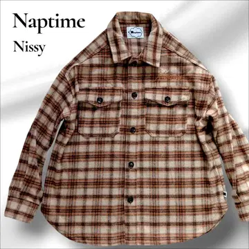 Naptime Nissy 플란넬 셔츠 체크 로고 자수