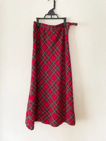 TALBOTS/빨간색 체크 무늬/롱 스커트