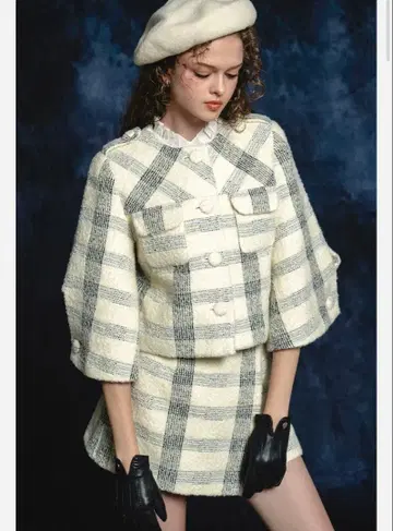 sheller check jacquardcocoonsleevejacket