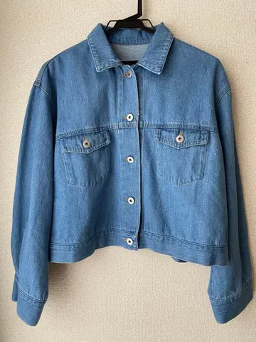 새상품급 라이트 블루 데님 자켓 크롭 기장 사이즈 38