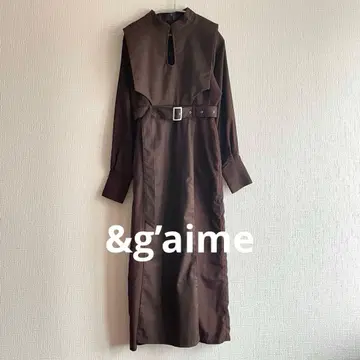 앙제므 레이어드 롱 원피스 벨트 브라운