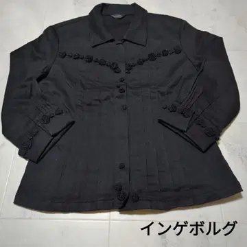 잉게보그 블랙 꽃 모티브 자켓