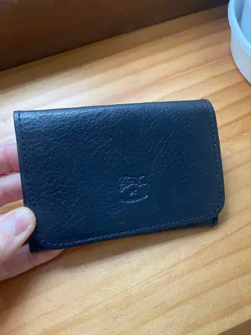 일비종떼 카드 케이스 네이비 가죽 이탈리아