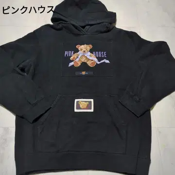 PINK HOUSE 곰 자수 블랙 후드티
