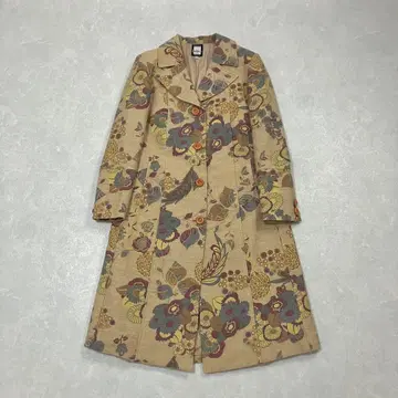 체스터 코트 롱 코트 올 패턴 꽃무늬 이탈리아제 울 여성용