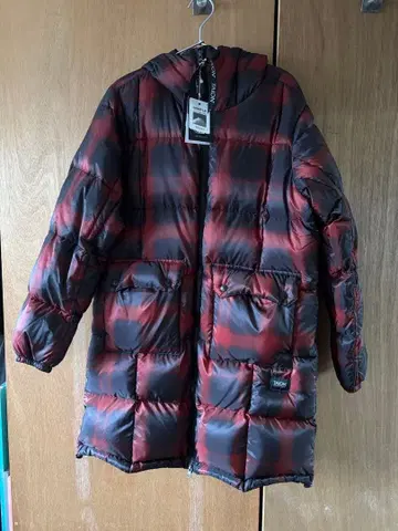 마운틴 패커블 볼륨 후드 다운 코트 체크 M 사이즈 상당