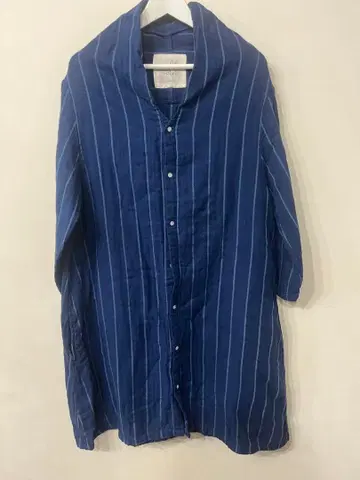 08맵 면100% 거즈 원피스 핀스트라이프 내추럴 셔츠 원피스