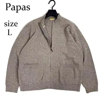 Papas 파파스 풀 집업 니트 자켓 L 일본제 울 실크