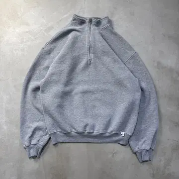 00s Russell blank harf zip sweat gray L
