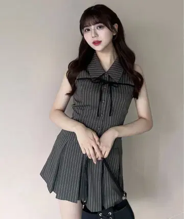 올리브 데 올리브 슬리브리스 미니 원피스