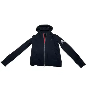 블랙 플리스 안감 지퍼 후드티