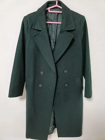 다크 그린 더블 브레스트 롱 코트 M 사이즈