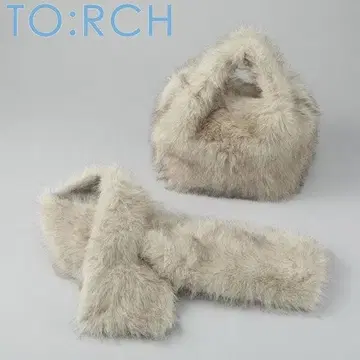 토치 프리미엄 인조 모피 머플러 & 백 블랙