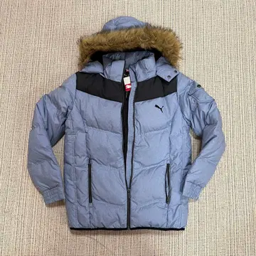 택 포함 새상품 PUMA 퍼 후드 탈부착 다운 자켓 S