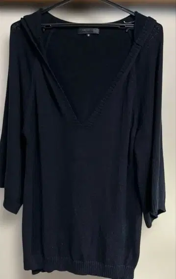 UNTITLED 면 100% 니트 사이즈 2 네이비 후드 달린 7부 소매