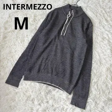 INTERMEZZO 일본제 울 100% 하프 버튼 니트 M 사이즈