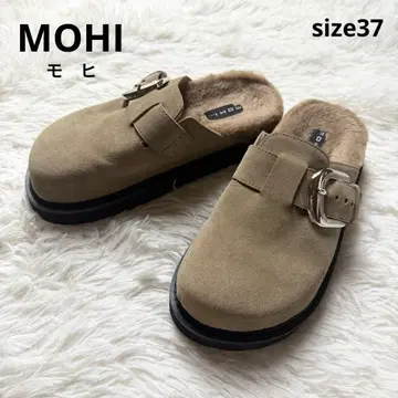 MOHI 모히 퍼 뮬 샌들 버클 포함 올리브 37