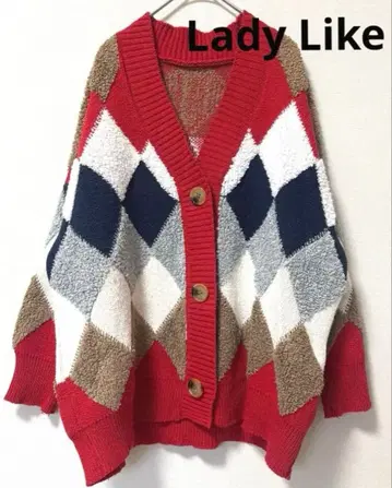 아가일 무늬 두꺼운 원단 니트 가디건