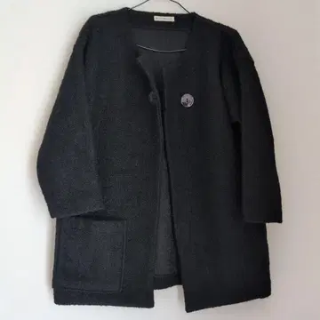 [ ROUX-BRIQUE ] 노카라 보아 코트 블랙 M