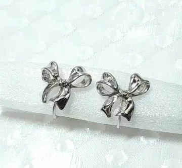 귀찌 리본 은색 실버 silver e114