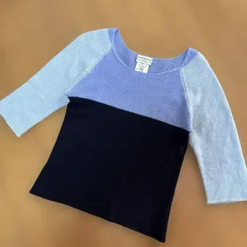 EMPORIO ARMANI 엠포리오 아르마니 캐시미어 니트 칠부 바이컬러