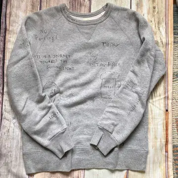 할리우드 런치마켓 낙서풍 프린트 맨투맨 사이즈 XS 그레이