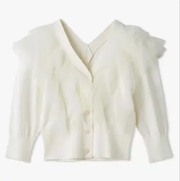 새상품 SNIDEL 스나이델 튤 프릴 니트 풀오버 레이스 가디건 화이트