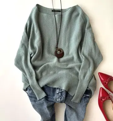 밴야드 스톰 니트 스웨터 모스그린 울 루즈핏 S~M