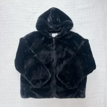 후드 부착 퍼 자켓 블루종 블랙 L 사이즈