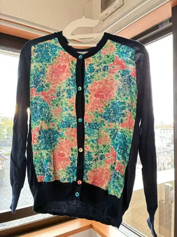 꽃무늬 네이비 가디건 긴팔