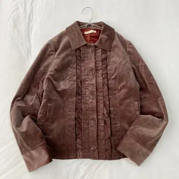 [키라라] 코듀로이 자켓 풀 버튼 가슴 프릴 면 혼방 포켓 있음 38