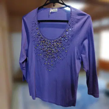 [ GUEST JOCONDE ] 보라색 비즈 장식 긴팔 셔츠