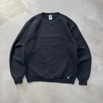 80s Russell 무지 맨투맨 블랙