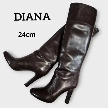 DIANA 다이애나 롱 부츠 다크 브라운 천연 가죽 24cm