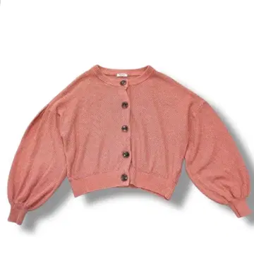 페어 페어 V넥 가디건(F) 와플 편직 벌룬 슬리브 돌려입기 겉옷