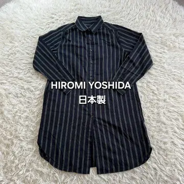 HIROMI YOSHIDA 스트라이프 패턴 셔츠 원피스 긴팔 롱 셔츠