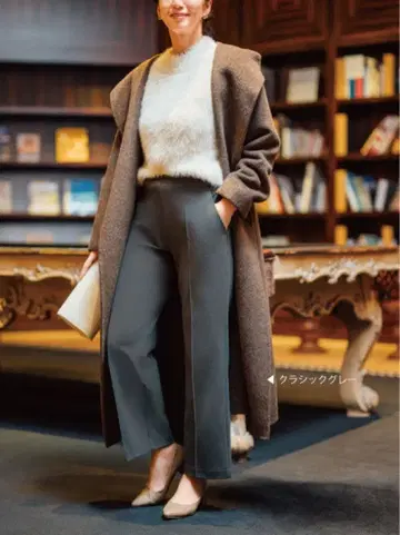 새상품 [고급감] MIYABI 핀턱 세미 와이드 팬츠 [일본제] M