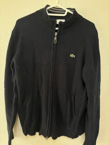 LACOSTE 블랙 집업 니트 스웨터