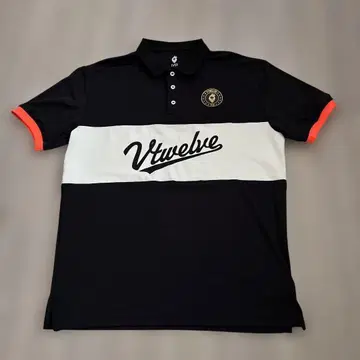 Vtwelve 피케 셔츠 블랙/화이트/오렌지