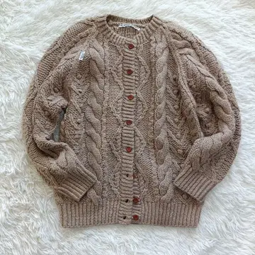 마드모아젤 논논 케이블 짜임 니트 가디건 울