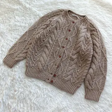 마드모아젤 논논 케이블 짜임 니트 가디건 울