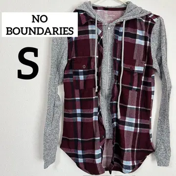 NO BOUNDARIES [ S ] 후드 부착 체크 셔츠 후드티 남성용